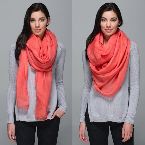 Lululemon Mudra Wool Blend Scarf Atomic Red/Plum Peach 37592 - Picture 1 of 8